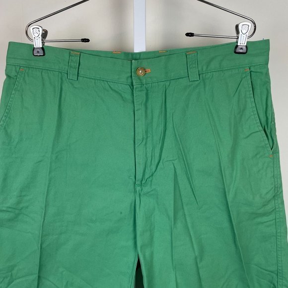 J. McLaughlin Green Chino Shorts Preppy Flat Front 100% Cotton Mens Size 38 - Picture 2 of 6